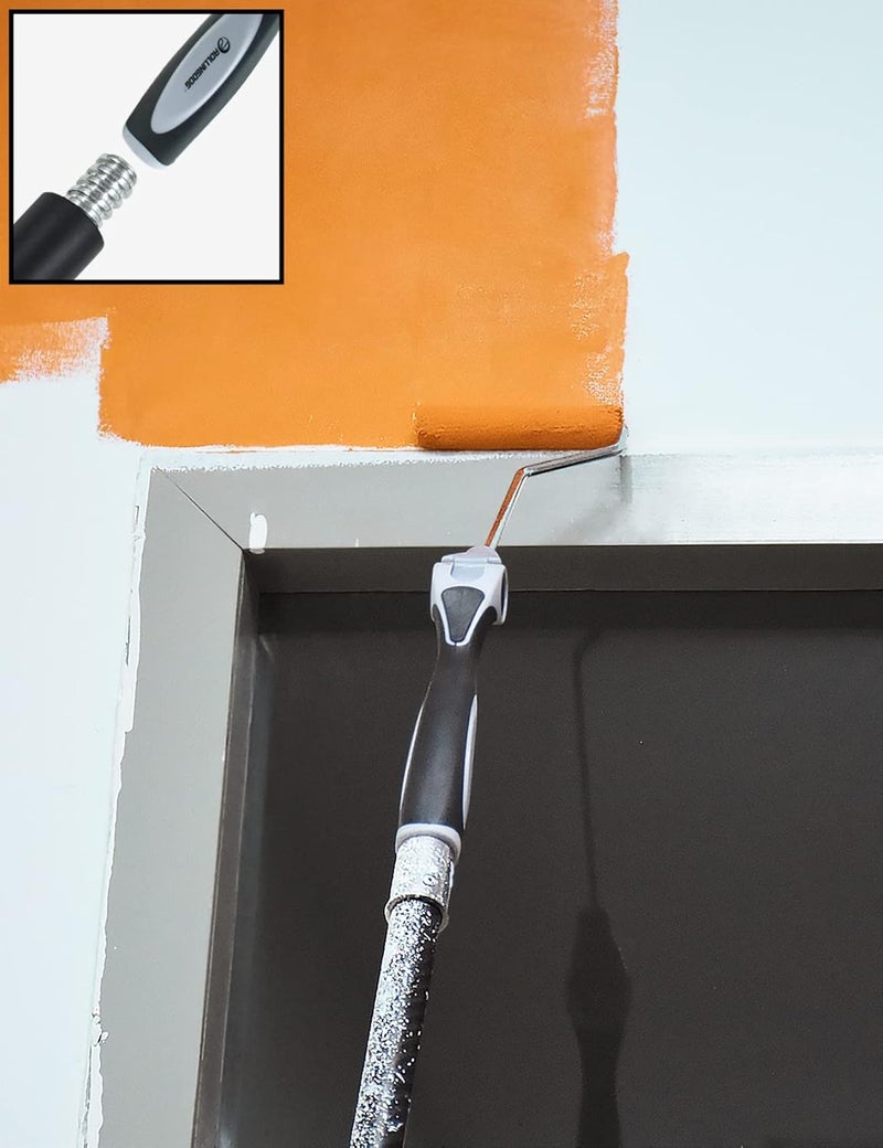 Rolling Dog Mini Roller - 4Inch Extender Multi Angle Long Handle with Velour Paint Cover for Detail Painting at Awkward Corners and Architrave, Behind Radiators(Overall Length 19In) - Image 4